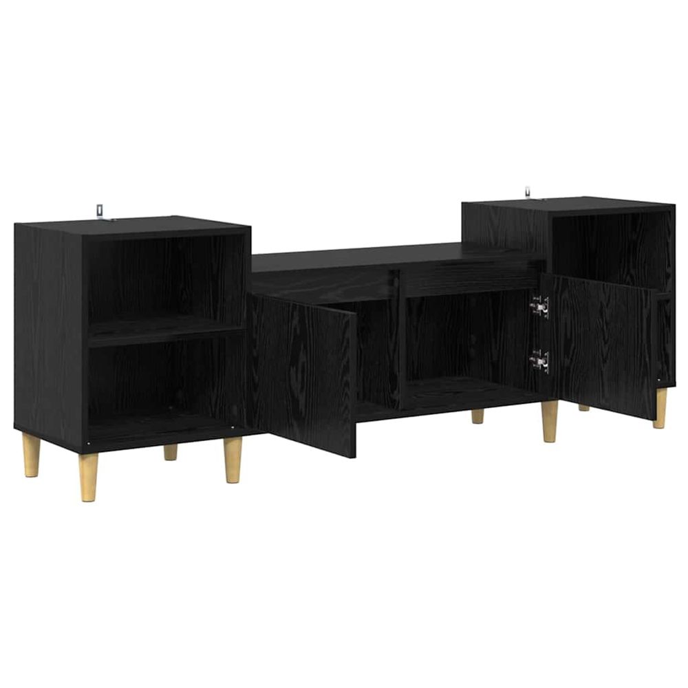 Meuble tv 160 x 35 x 55 cm chêne noir bois d'ingénierie