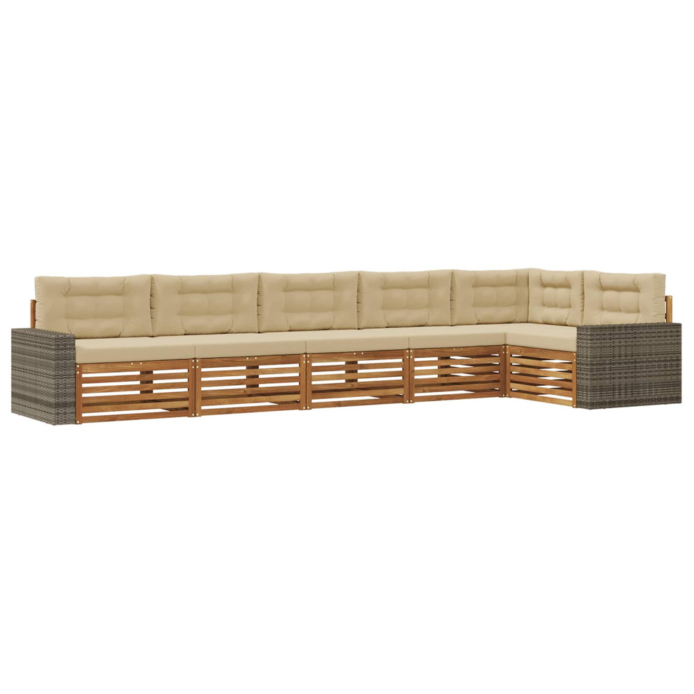 Ensemble de canapés d'extérieur 6 pcs naturel et beige