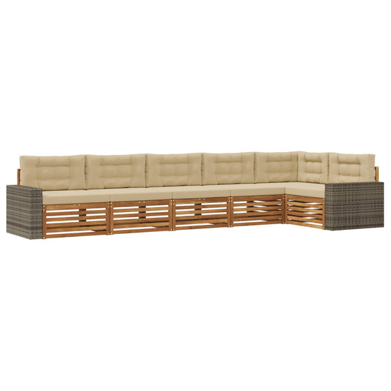 Ensemble de canapés d'extérieur 6 pcs naturel et beige