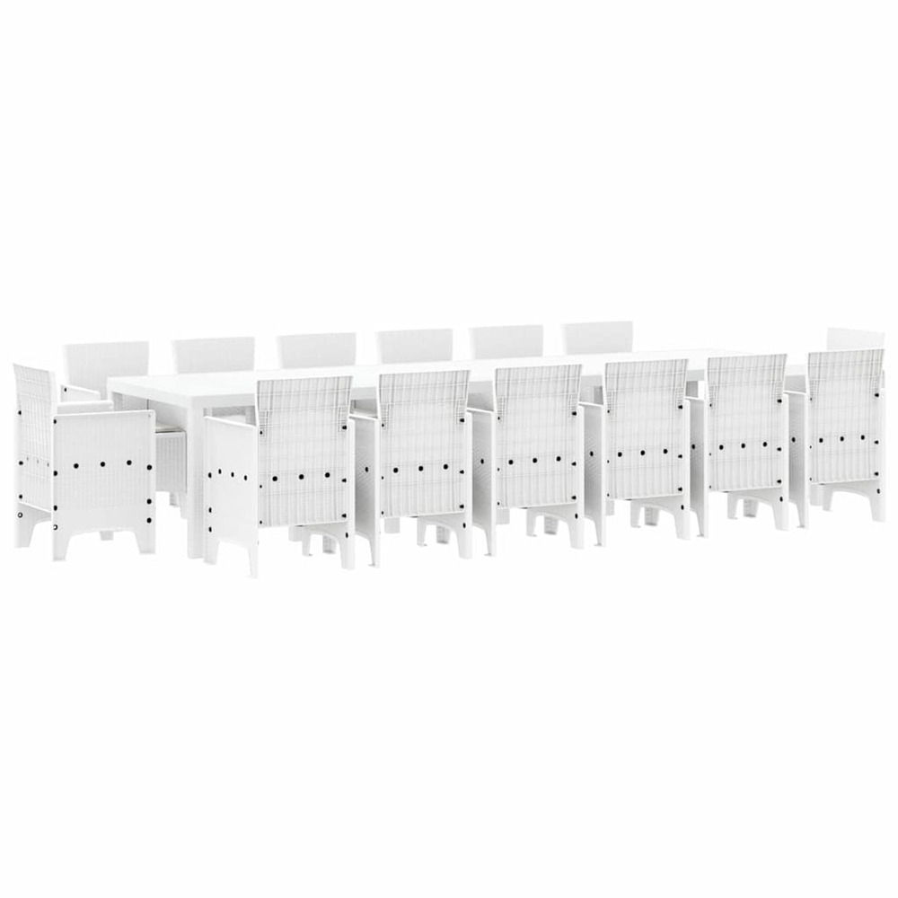 Ensemble de salle à manger pour jardin 15 pcs blanc rattan polt