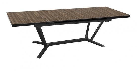 Table extensible - vita - aluminium époxy graphite - plateau à lames hpl moka 6 mm - 180/240 x 100 cm