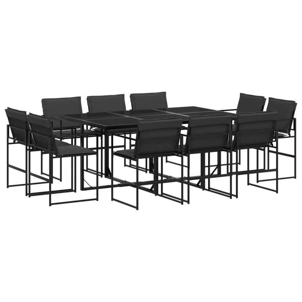 Ensemble à manger de jardin avec coussins 11 pcs noir textilène