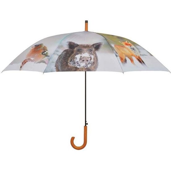 Grand parapluie bois et métal toile polyester hiver