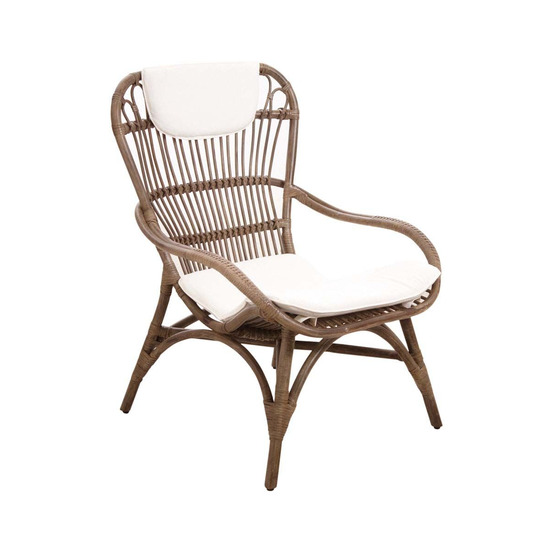 Fauteuil en rotin gris vintage