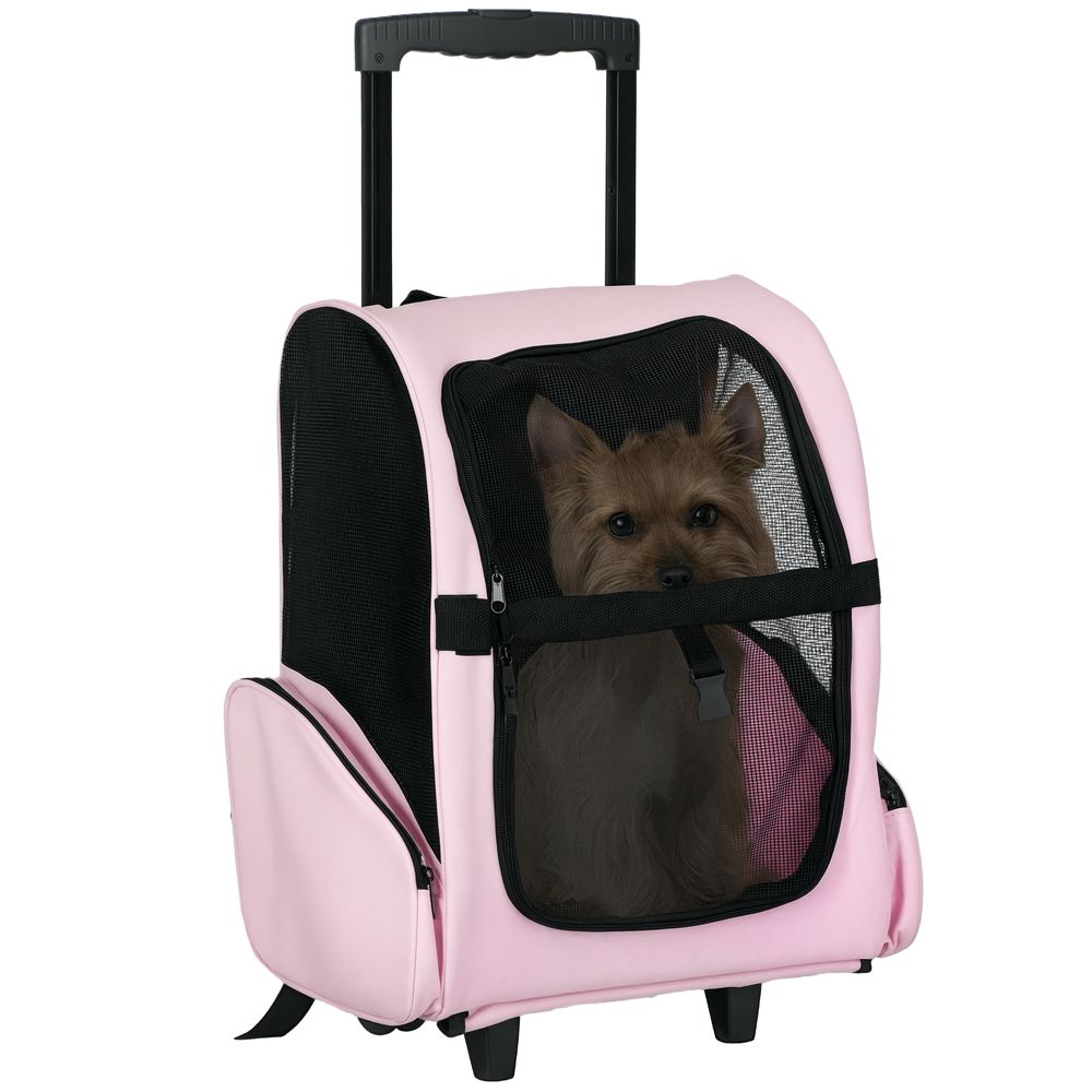 Sac transport à roulettes tissus voyage trolley aérations multiples 42x25x55cm rose