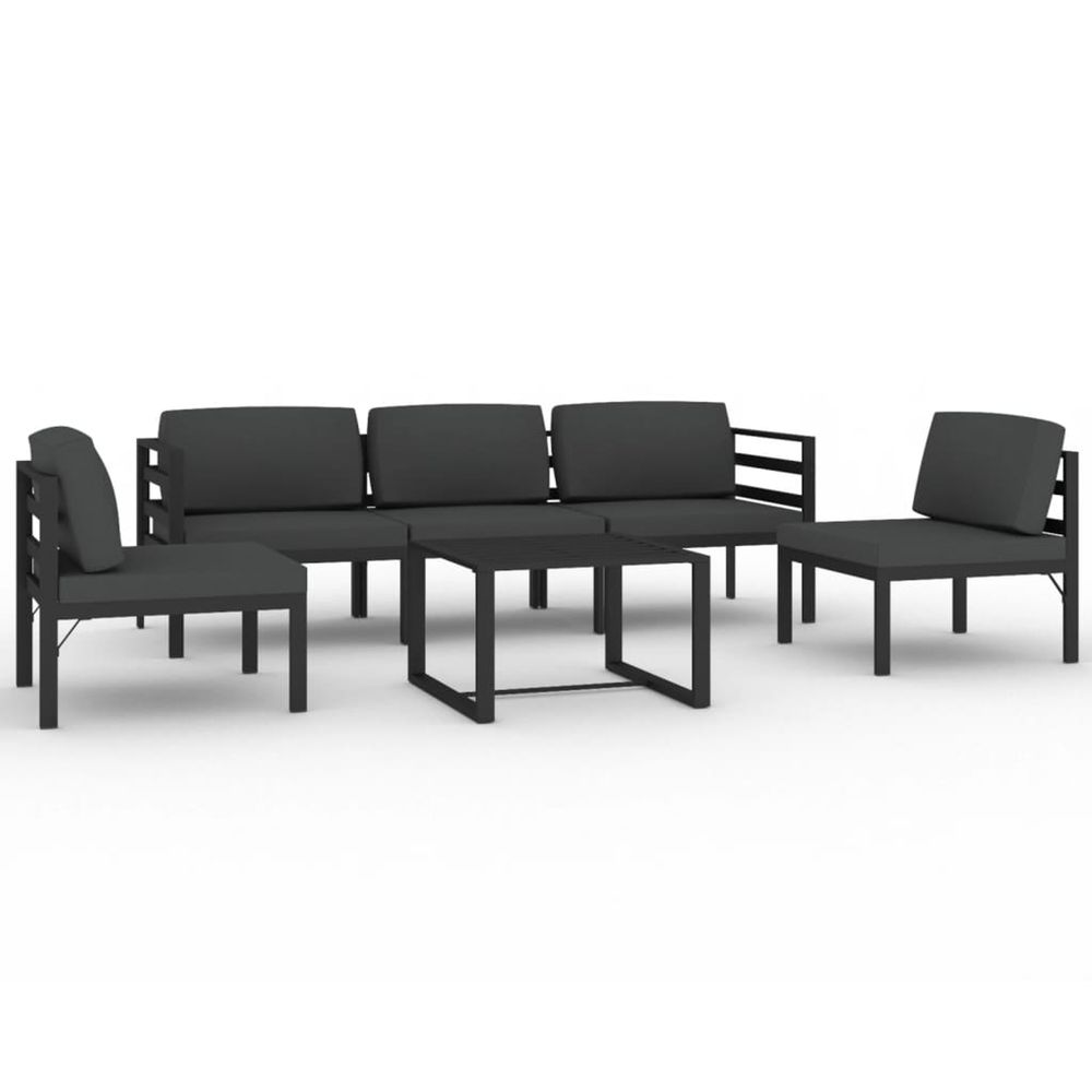 Salon de jardin 6 pcs avec coussins aluminium anthracite