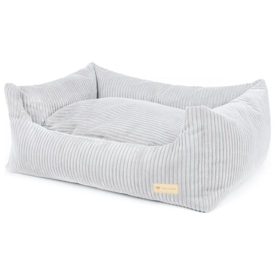 Velinda panier pour chien et chat avec oreiller amovible 80 x 60 — gris (velours côtelé)