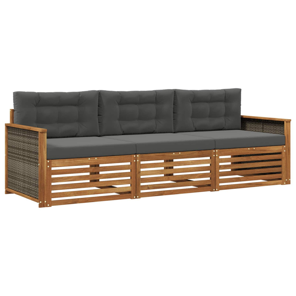 Ensemble de canapés d'extérieur 3 pcs naturel et anthracite