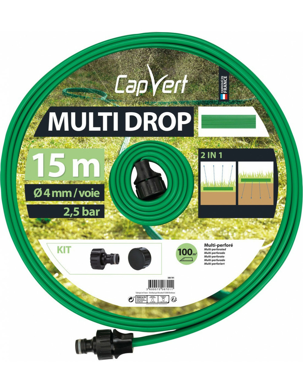 Kit tuyau arroseur multi drop longueur 15m - capvert