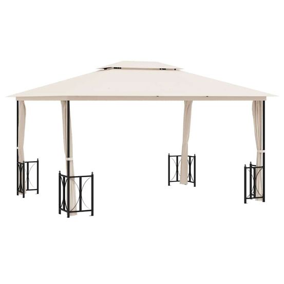 Tonnelle avec parois et toit double 3x4 m crème