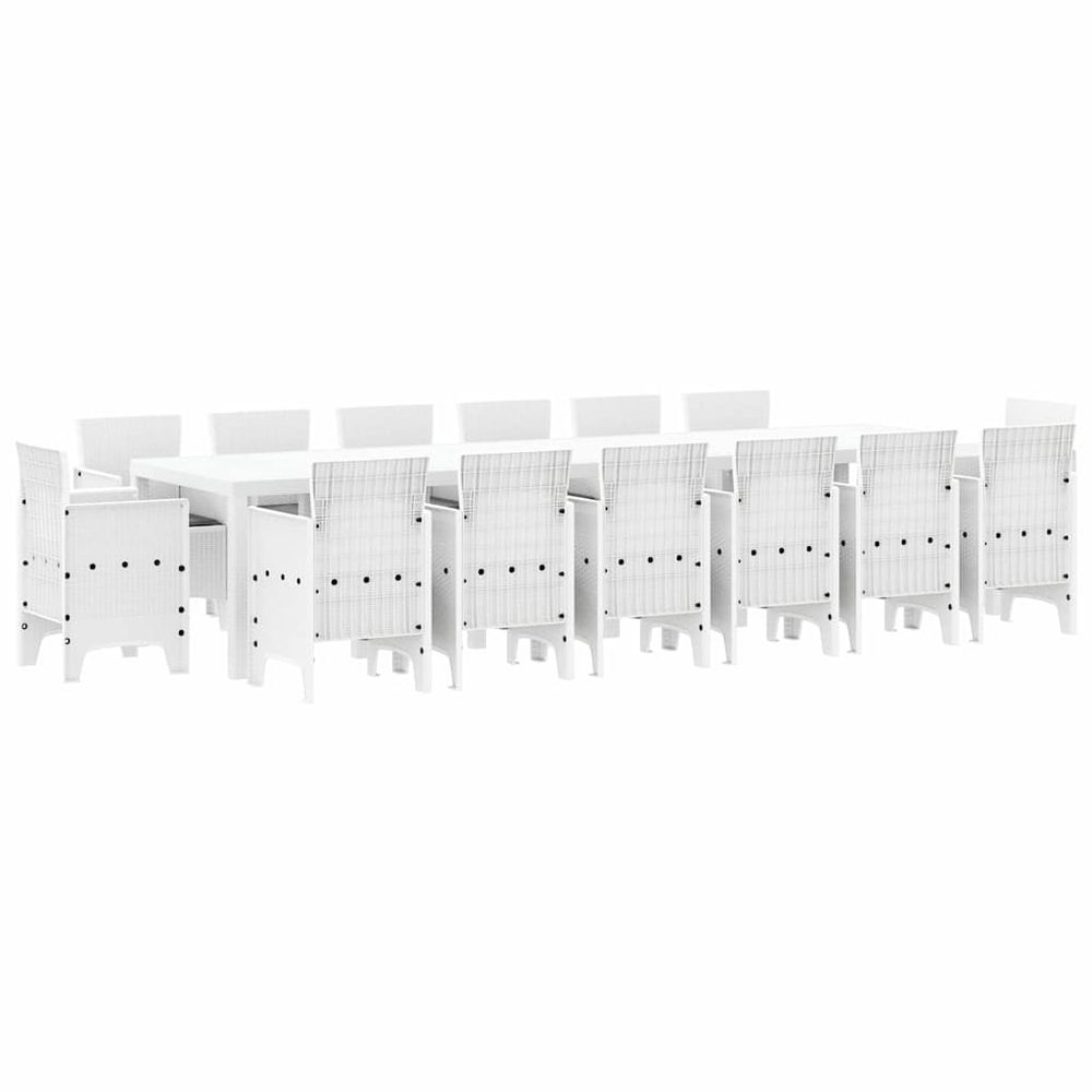 Ensemble de salle à manger pour jardin 15 pc blanc rattan polt