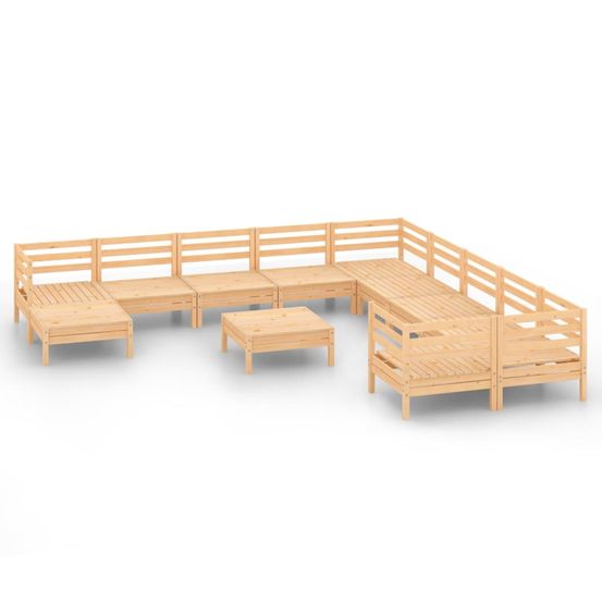 Salon de jardin 12 pcs bois de pin massif
