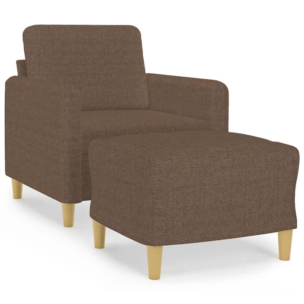 Fauteuil avec repose-pied marron 60 cm tissu