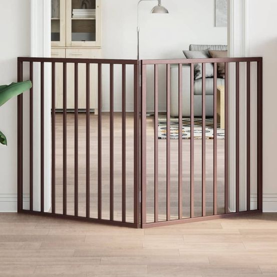 Barrière de sécurité haute pour chien en bois pliable marron 160x90 cm