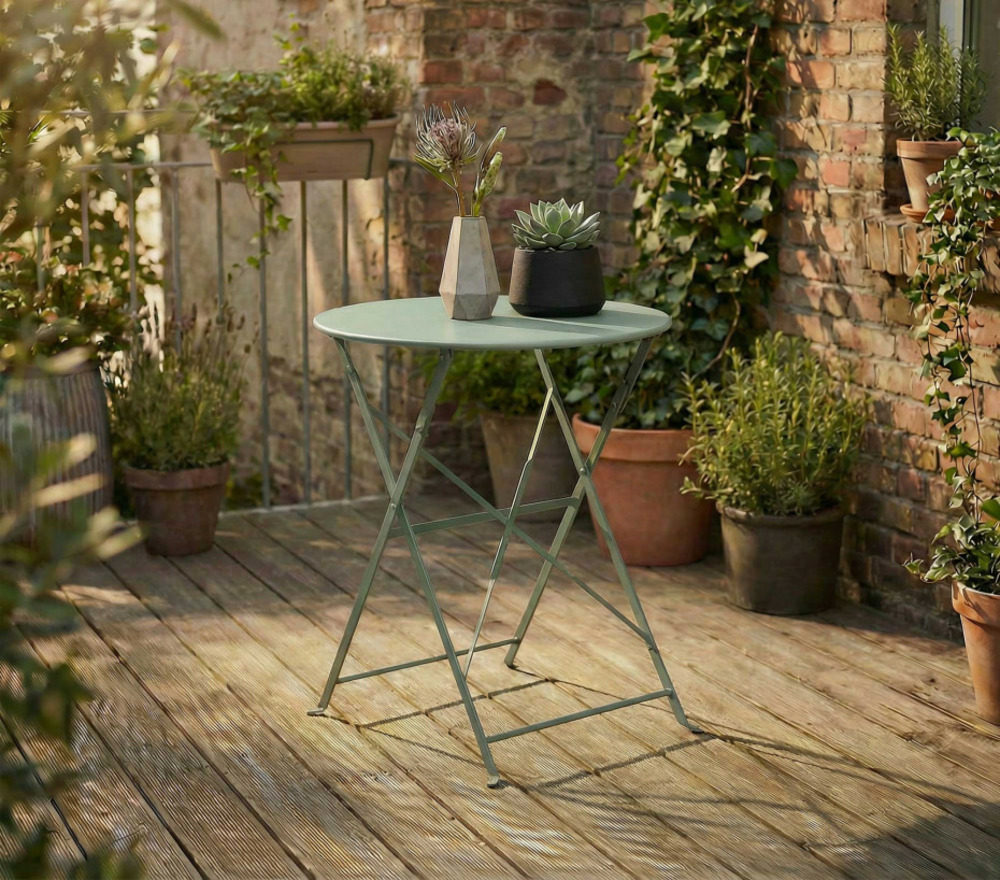 Table de jardin pliante - 2 places - vert amande - capri