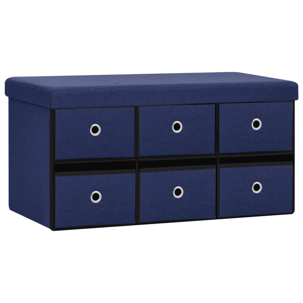 Banc de rangement pliable bleu 76x38x38 cm faux lin