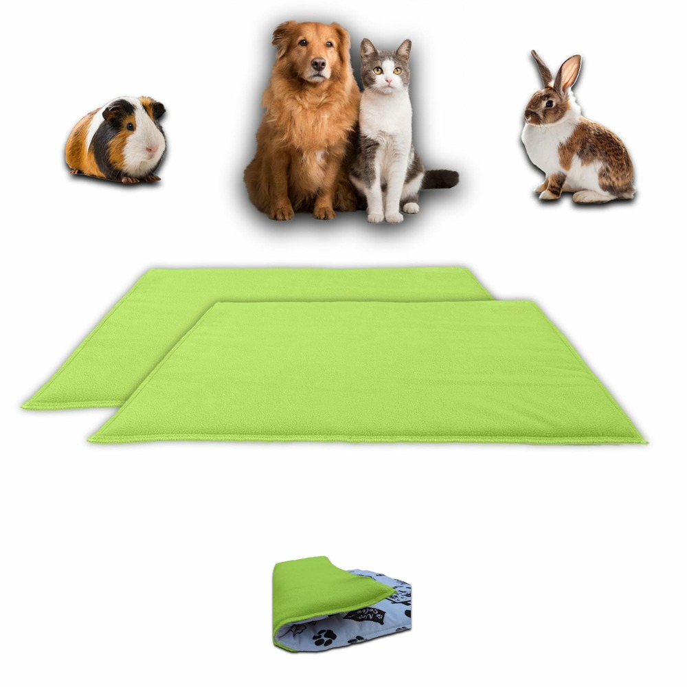 Lot de 2 - tapis pour cochon d'inde et lapin en polaire 60 x 50 cm - polaire absorbant, lavable en machine, economique