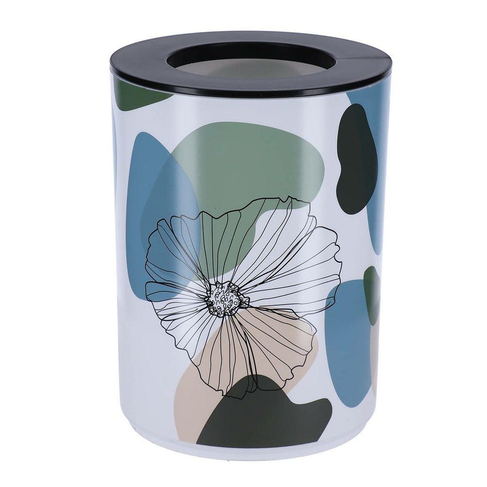 Poubelle pp imprimee avec couvercle 5l - flowers