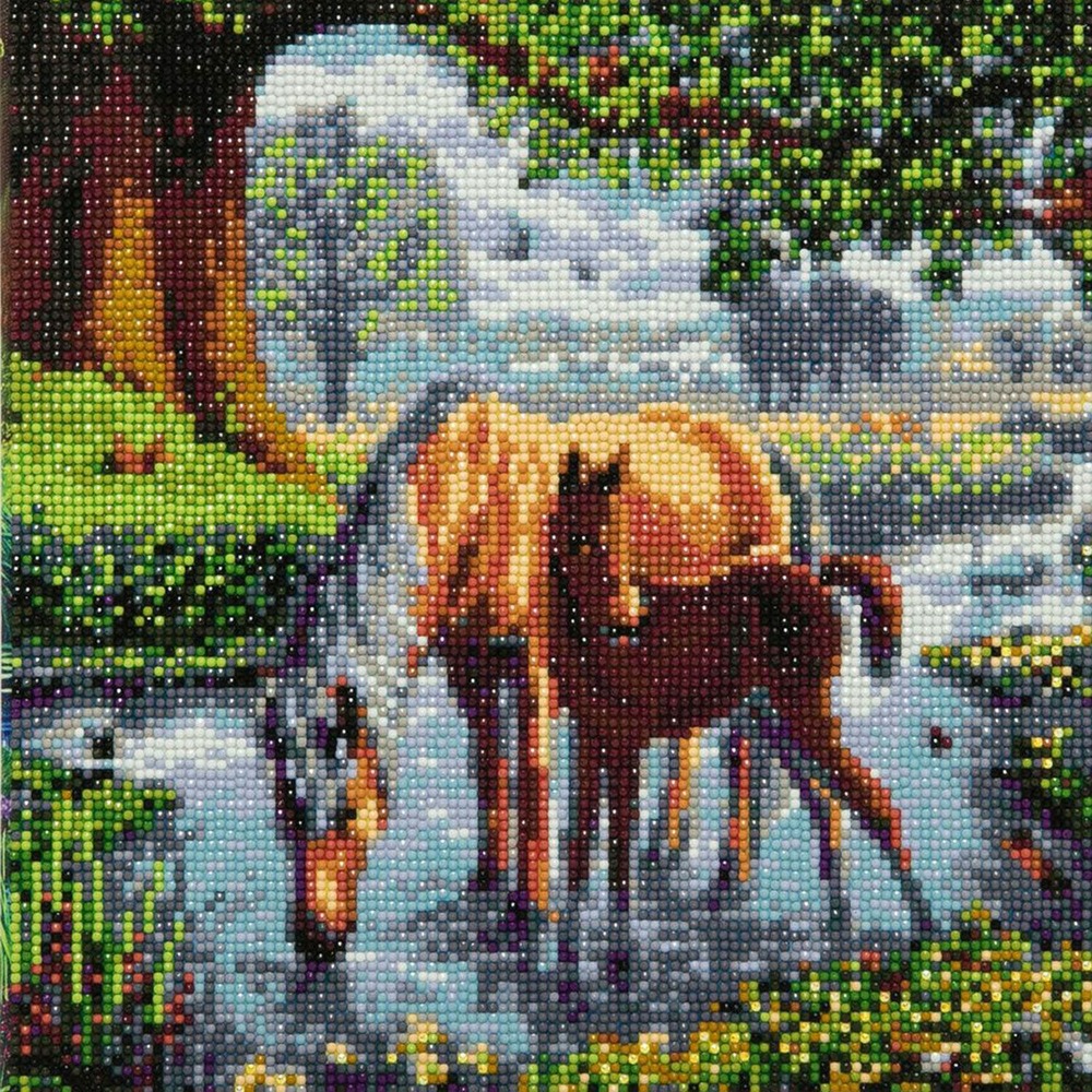 Tableau broderie diamant - chevaux 30 x 30 cm