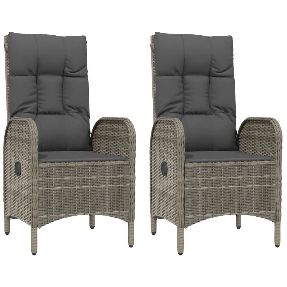 Chaises d'extérieur lot de 2 résine tressée gris
