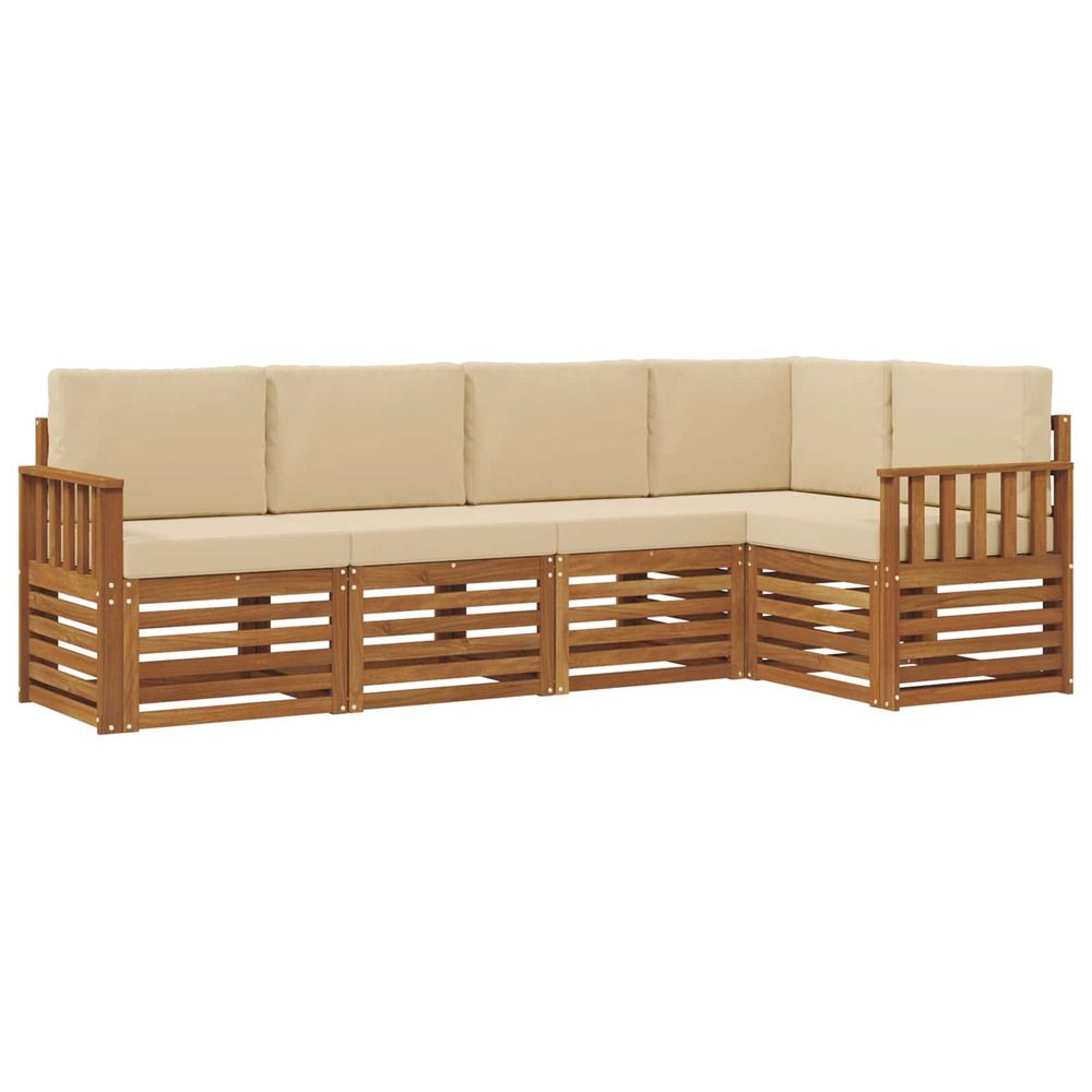 Ensemble de canapés d'extérieur 5 pc naturel et beige polyester
