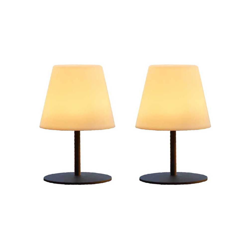 2 lampes de table sans fil twins gris h16cm