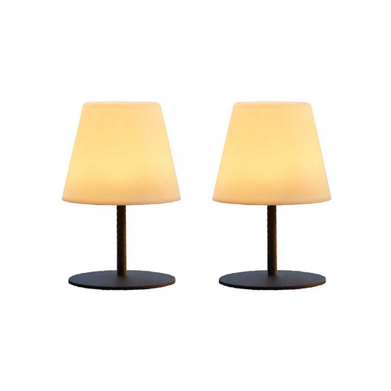 2 lampes de table sans fil twins gris h16cm
