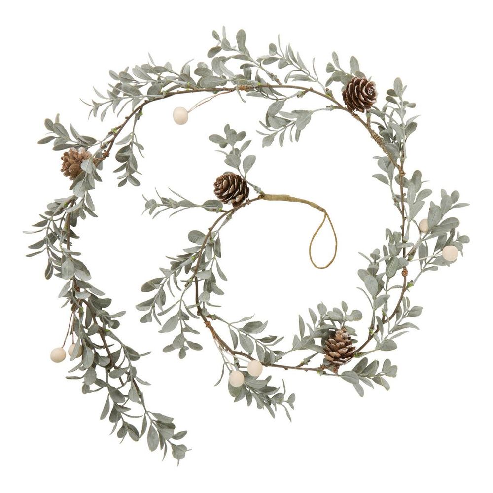 Guirlande de noël en plastique feuillage et pommes de pin 110 cm