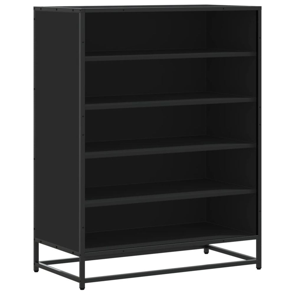 Meuble à chaussures noir 75x38x97,5 cm bois d'ingénierie métal