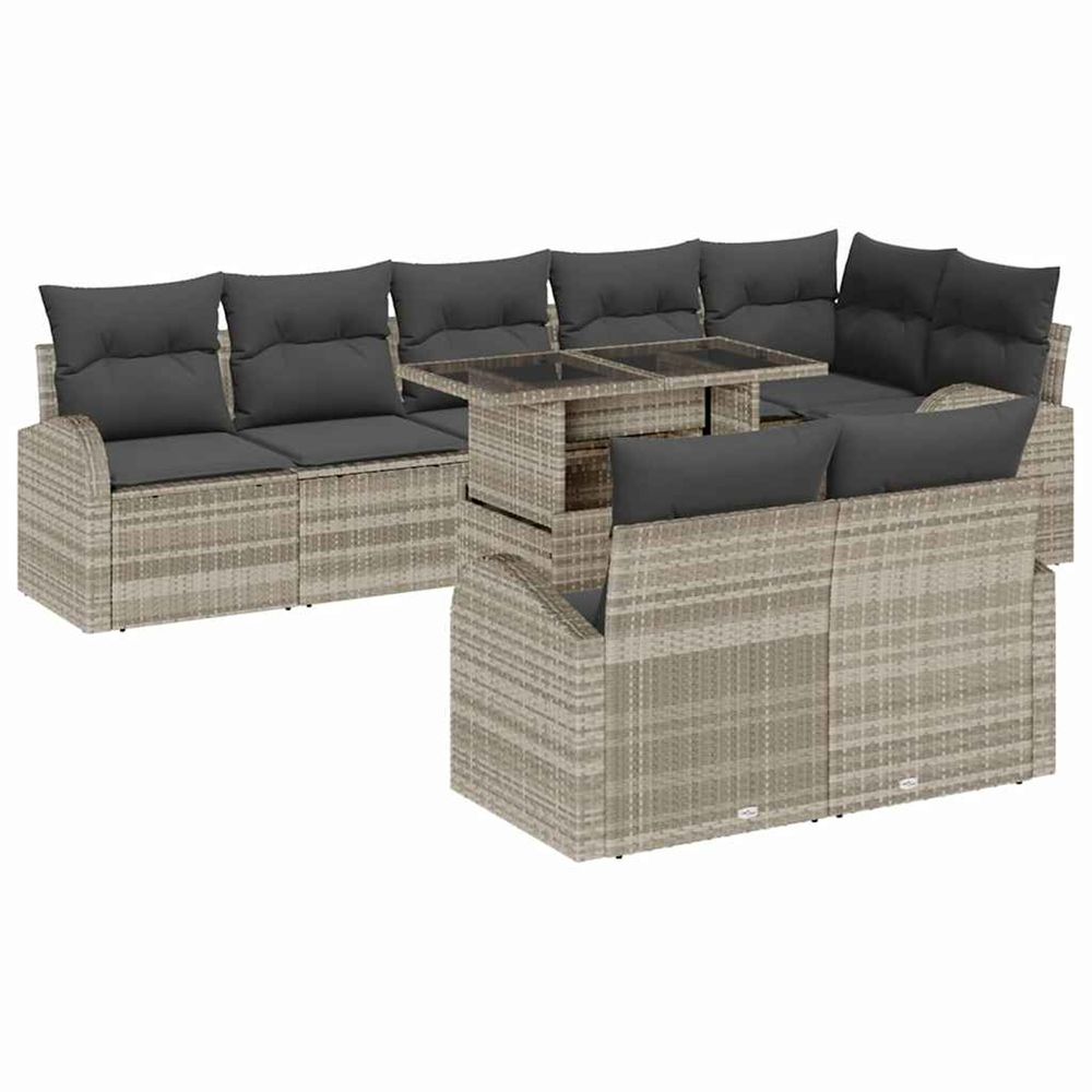 Ensemble de canapé de jardin 9 pc gris clair poly rotin
