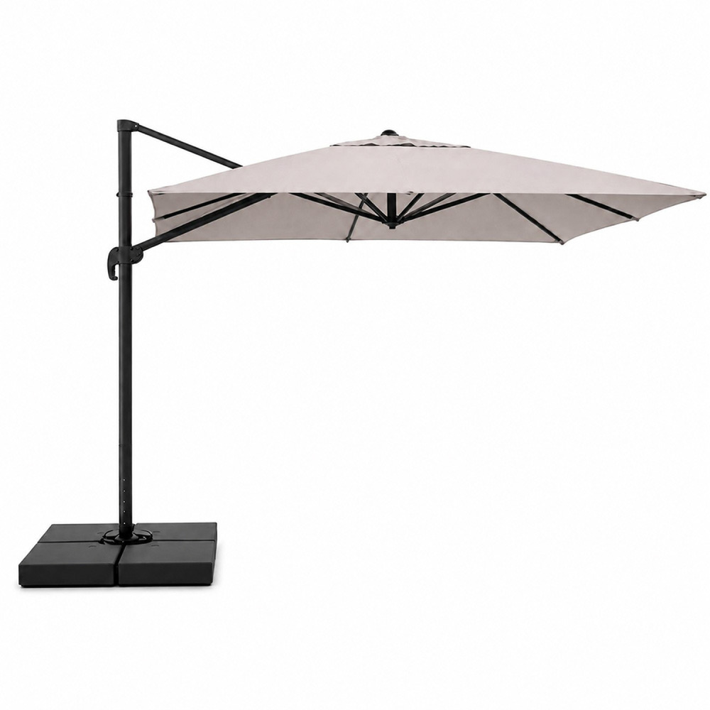 Parasol rectangulaire 3x4 déporté rotatif gris en aluminium cezir