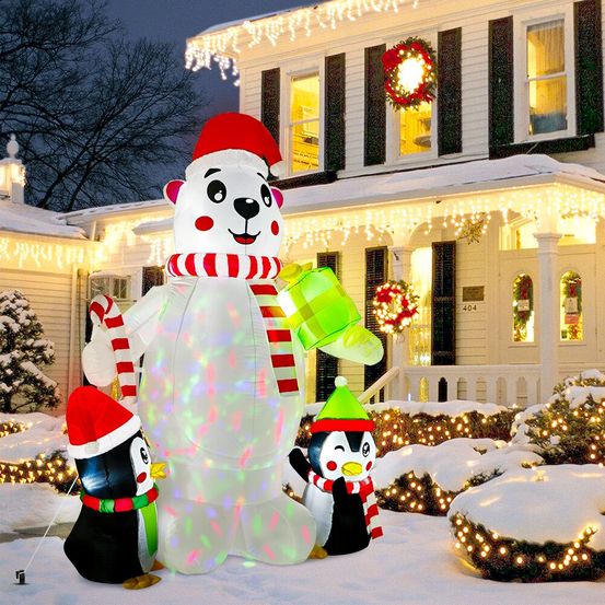 Structure de noël gonflable - ours polaire avec pingouin