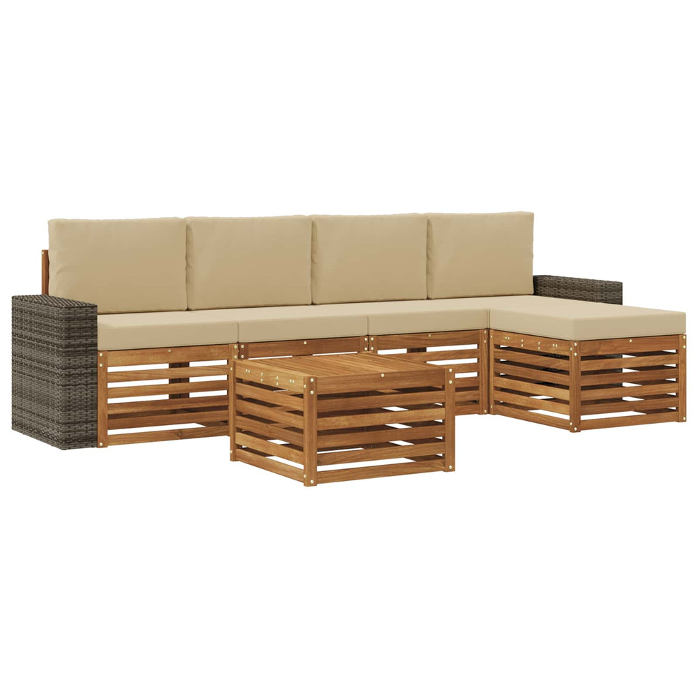 Ensemble de canapés d'extérieur 6 pcs naturel et beige