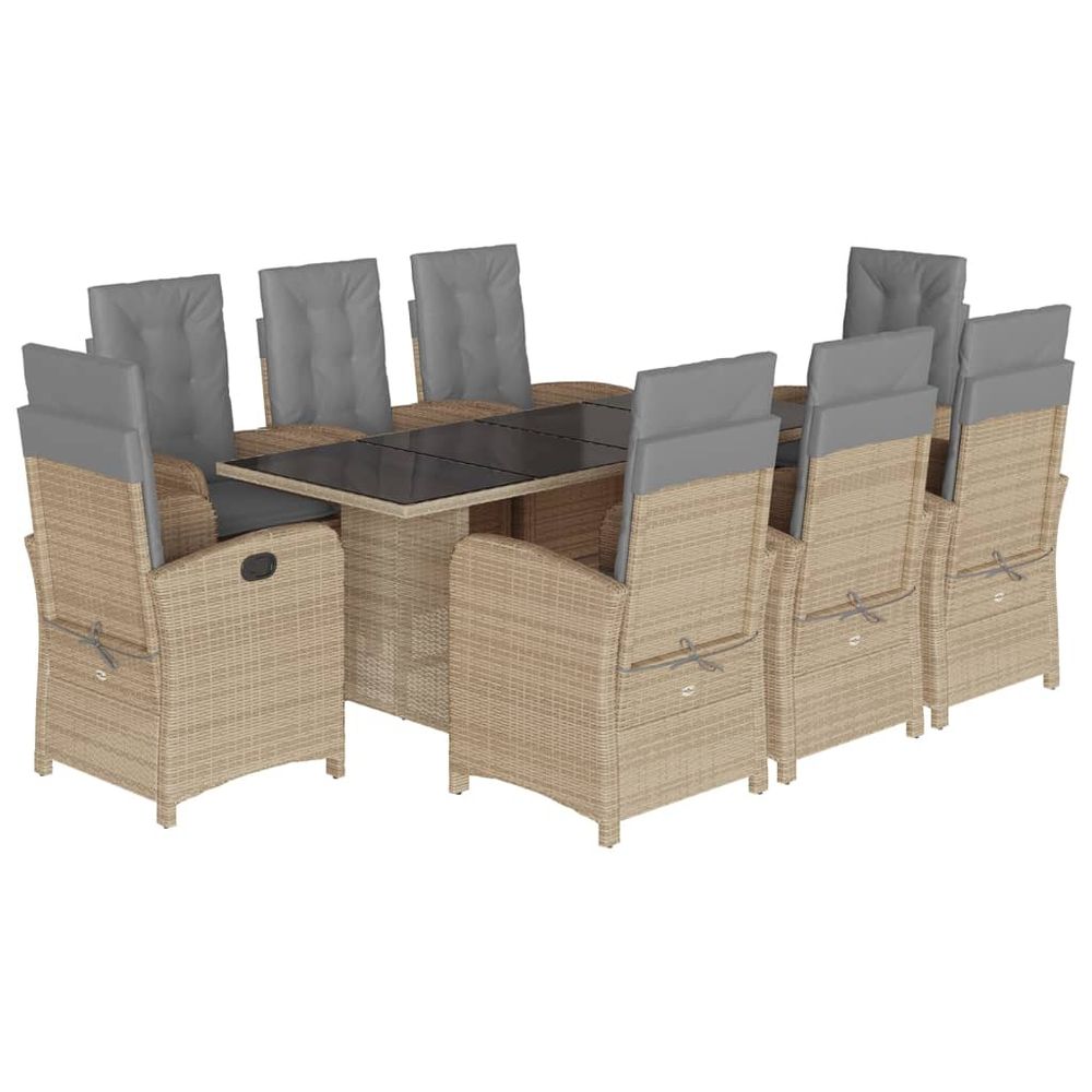 Ensemble à manger de jardin et coussins 9 pcs mélange beige
