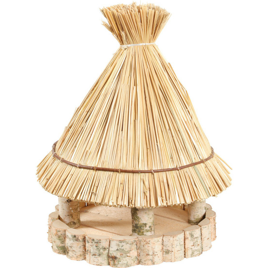 Mangeoire paillote ronde ø31 cm hauteur 47 cm, pour oiseaux