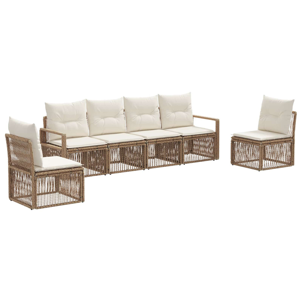 Ensemble de canapé de jardin 6 pcs beige polyrotin