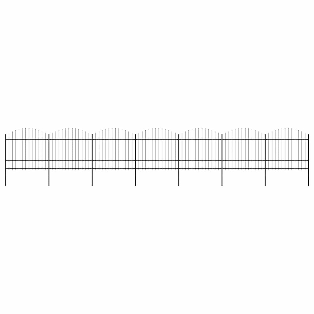 Clôture de jardin avec dessus en forme de lance en acier 1248 x 175 cm noir