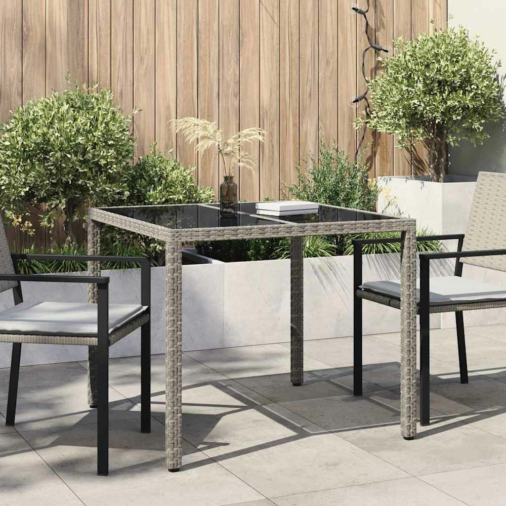 Table de jardin gris 90 x 90 x 75 cm polyrotin