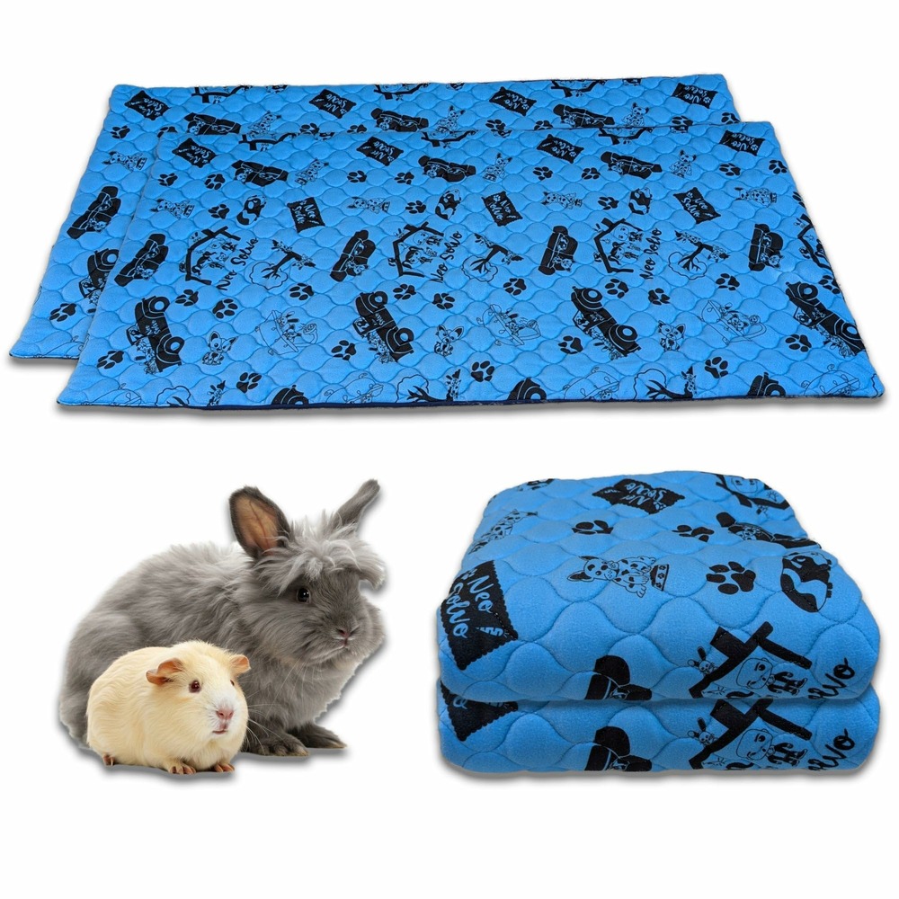 Lot de 2 - tapis qui remplace la litière pour cochon d'inde et lapin - absorbant, imperméable, passe en machine 105 x 105 cm