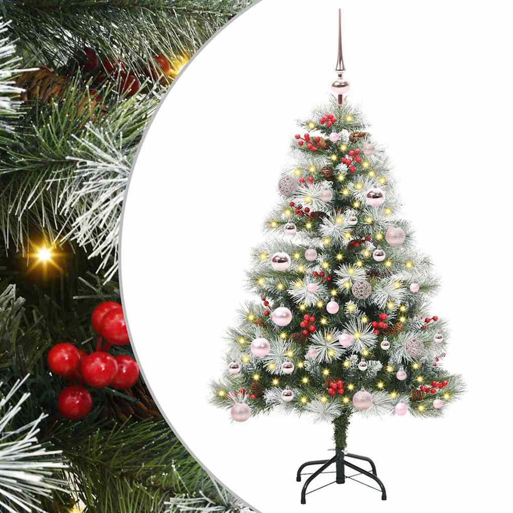 Sapin de noël artificiel vert et blanc 150 cm