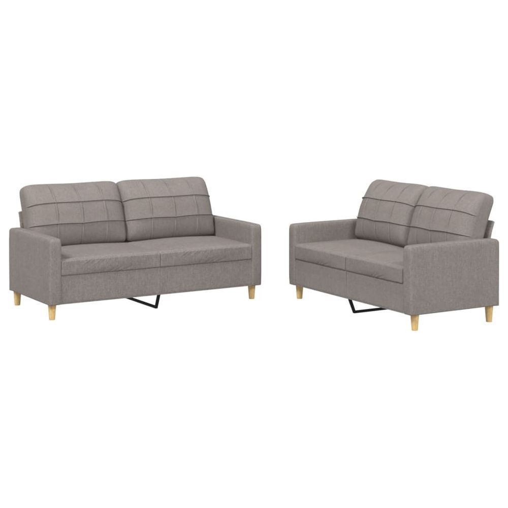Ensemble de canapés 2 pcs avec coussins taupe tissu