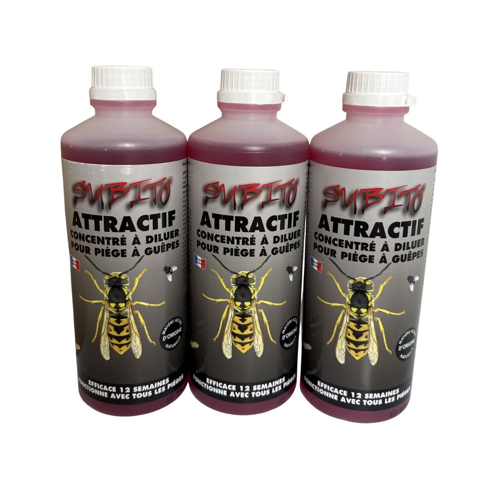 Pack de 3 attractif subito pour piège à guêpes, frelons & mouches 500 ml
