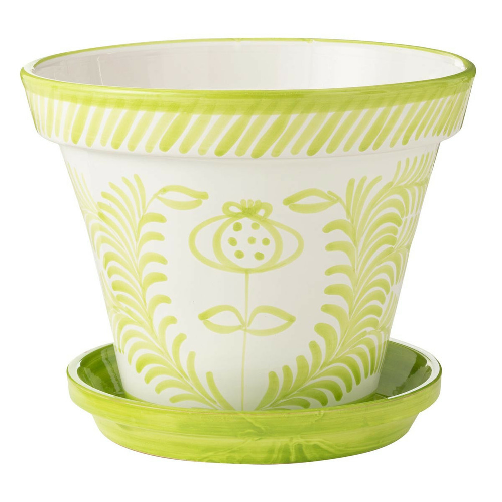 Pot avec soucoupe en céramique 