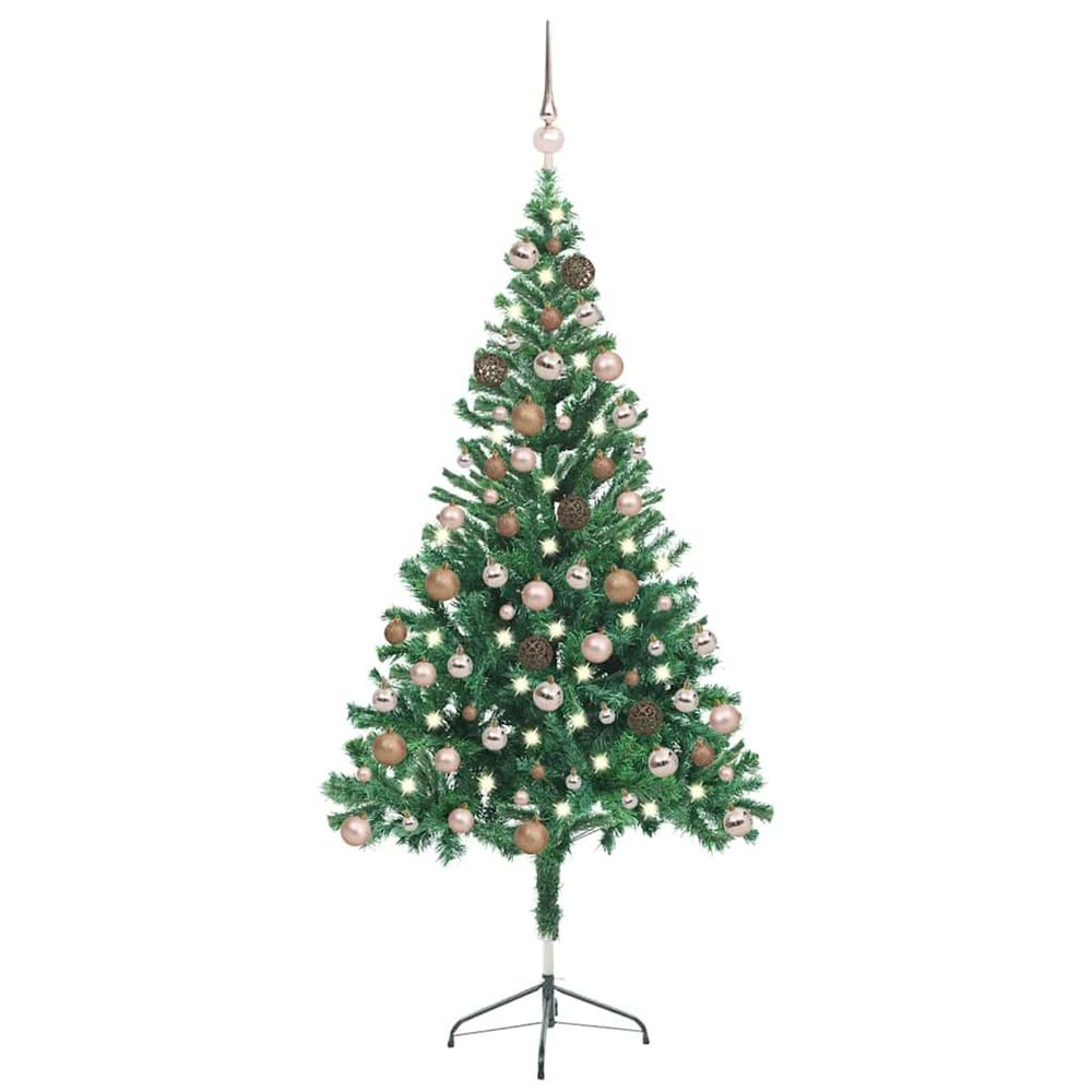 Arbre de noël artificiel pré-éclairé/boules 150 cm 380 branches