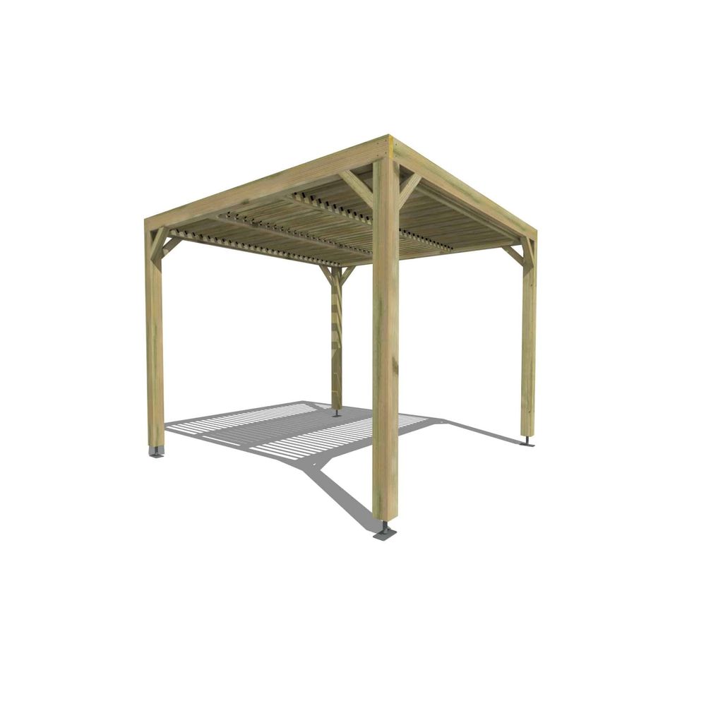 Pergola bois • 3m x 3m • indépendante • sens largeur • lames orientables bioclimatiques incluses • livraison comprise