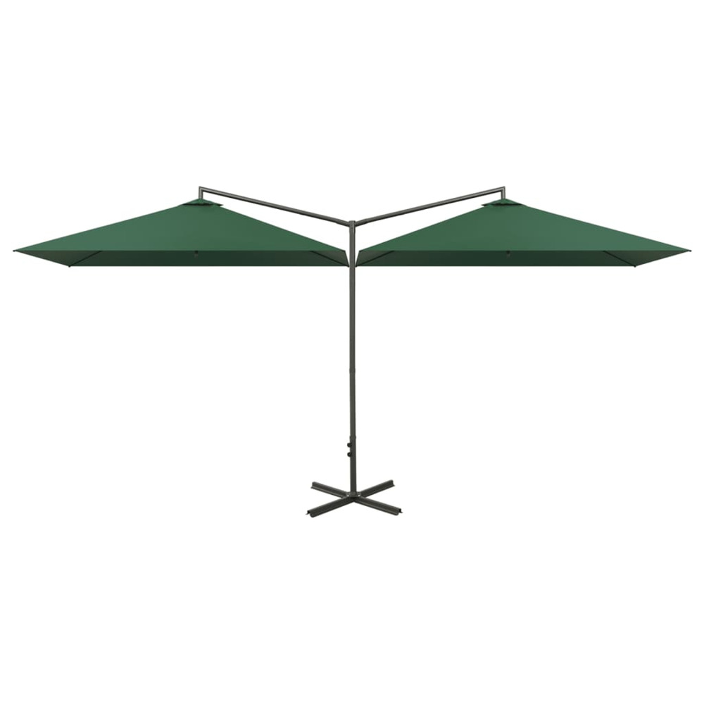 Parasol de jardin double avec mât en acier vert 600x300 cm