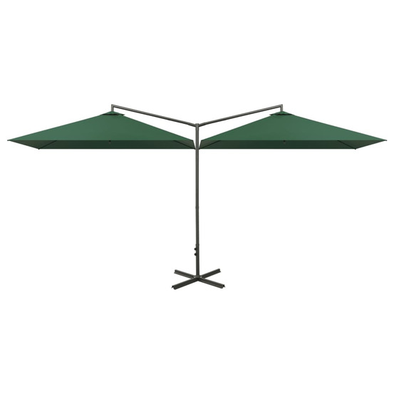 Parasol de jardin double avec mât en acier vert 600x300 cm