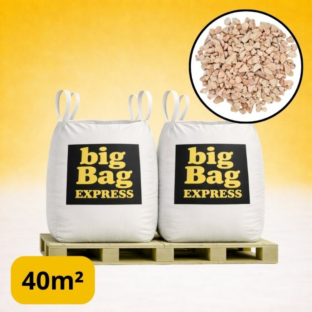 Pack 2 x big bag de +/- 1,5t ≃ 40m² gravier marbre rose ø 6/9 mm - livraison premium
