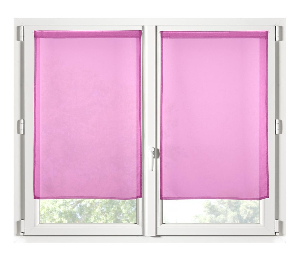 Paire de rideaux voile brise bise 60 x 160 cm fuchsia