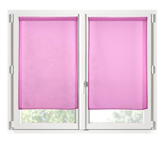Paire de rideaux voile brise bise 60 x 160 cm fuchsia